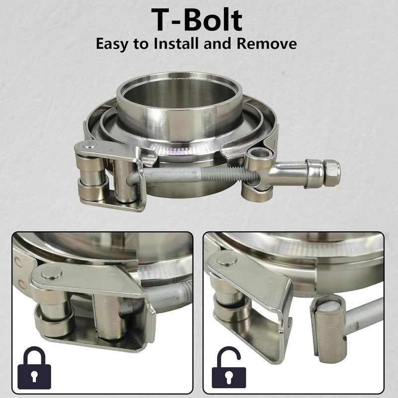 GaeaAuto 2 X 3.5 inch Quick Release V Band Clamp with Male Female Flanges 304 Stainless Steel for Exhaust Downpipes, 2 Pack - Image 4
